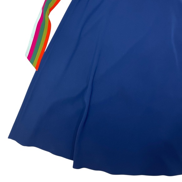 Tory Burch Peggy Wrap Dress Short Sleeve Navy Blue Stretch V-neck Womens Size 0 - Picture 10 of 16